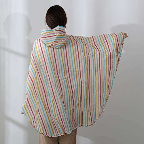 Benetton Rain Poncho, Water-Repellent, with Storage Case, Striped, BENETTON UY-6012