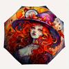 Stained Witch Wall Art: Magical Autumn DecorUmbrella, Portable 3-Fold Compact Umbrella,Christmas Gift ES454