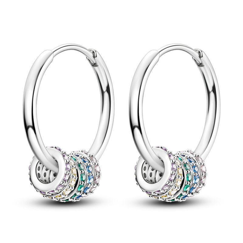 Orstarry 925 Silver Crystal Circular Eardrops Drop Earrings Women Earrings Charm Fashion Versatile Party Jewelry Gifts