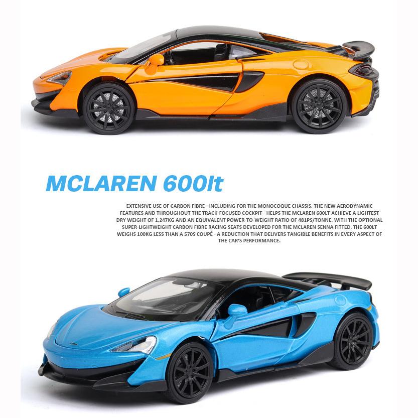 1:McLaren 600LT metallbilmodell i 32 skala, tilbaketrekkbare biler med lyd og lysdioder, Diecast billekebiler, bursdagsgave til gutter og jenter