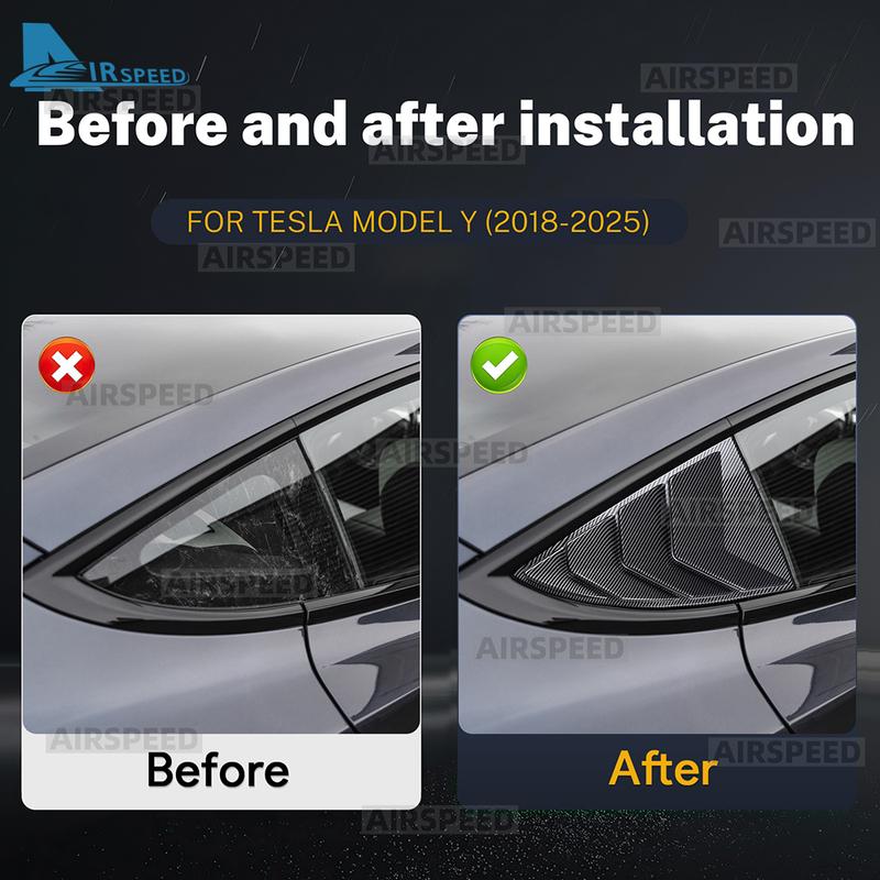 ABS Rear Car Window Shutter Cover For Tesla Model Y Juniper 2026 2025- Louver Side Vent Trim Triangle Modified Accessories