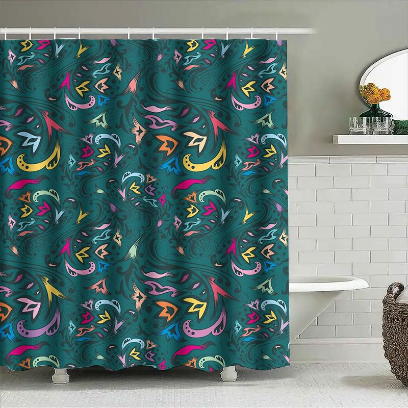 Brightly Colored Bathtub Curtain with Abstract Floral Design Water Resistant Fabric for Bathroom Decorations Perfect Gift Idea 90x180cm