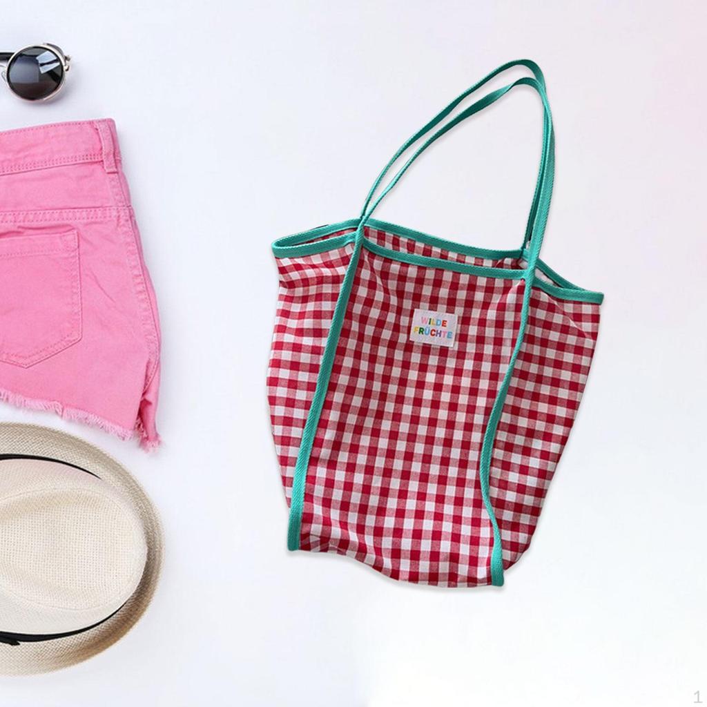 Women Shoulder Bag Checkered Pattern Casual Shopping for Work Outdoor Spring