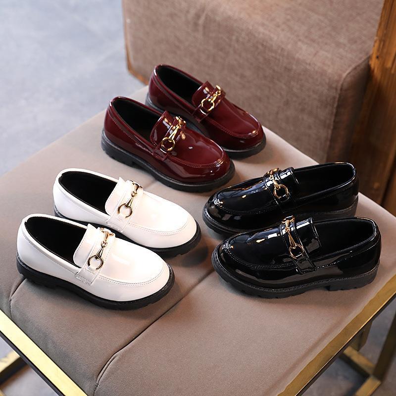 Korean Style 2023 Black Leather Shoes for Kids: Autumn Soft Sole Boys' and Girls' School Performance Footwear