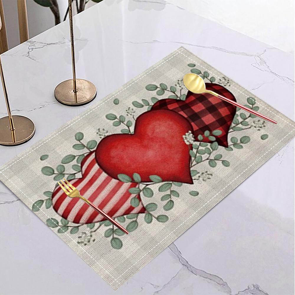 Love Heart Table Mat Heart Pattern Romantic Valentine's Day Placemat for Romantic Date Love Party Valentine's Dinner Home Decor
