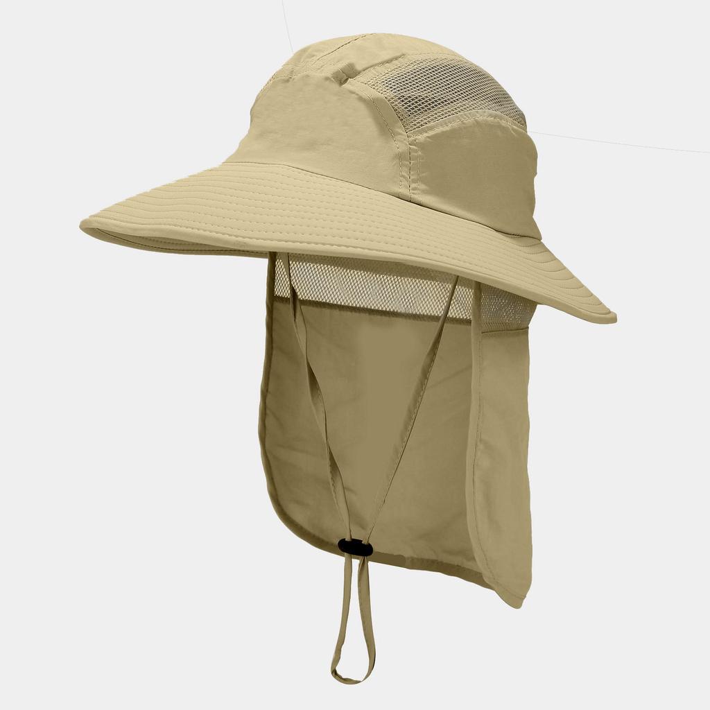 Cappello da Pesca con Ampio Bordo Regolabile Protezione UV, Cappellino Traspirante con Coulisse e Parasole Staccabile per Sport all'Aperto