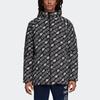 adidas originals Monogram JKT Full Print logo Reversible Stay Warm hooded down Jacket Black White Men's DP8561