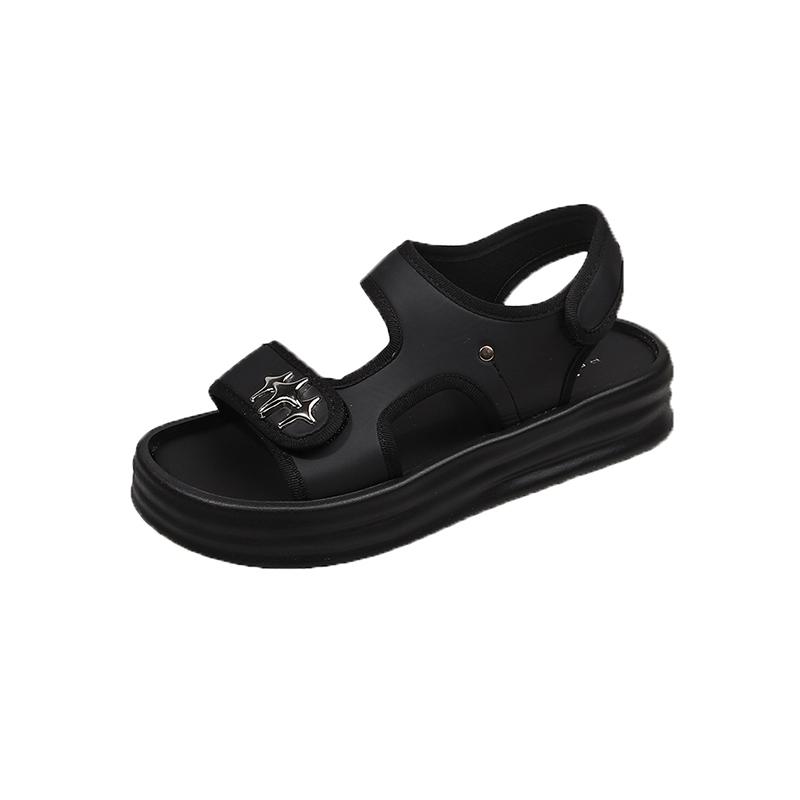 

Fashion 2025 New Women s Sandals Adjustable Strap Shoes Comfort Platform Summer Walking Casual Outdoor Beach Dressy Slippers 39 чёрный
