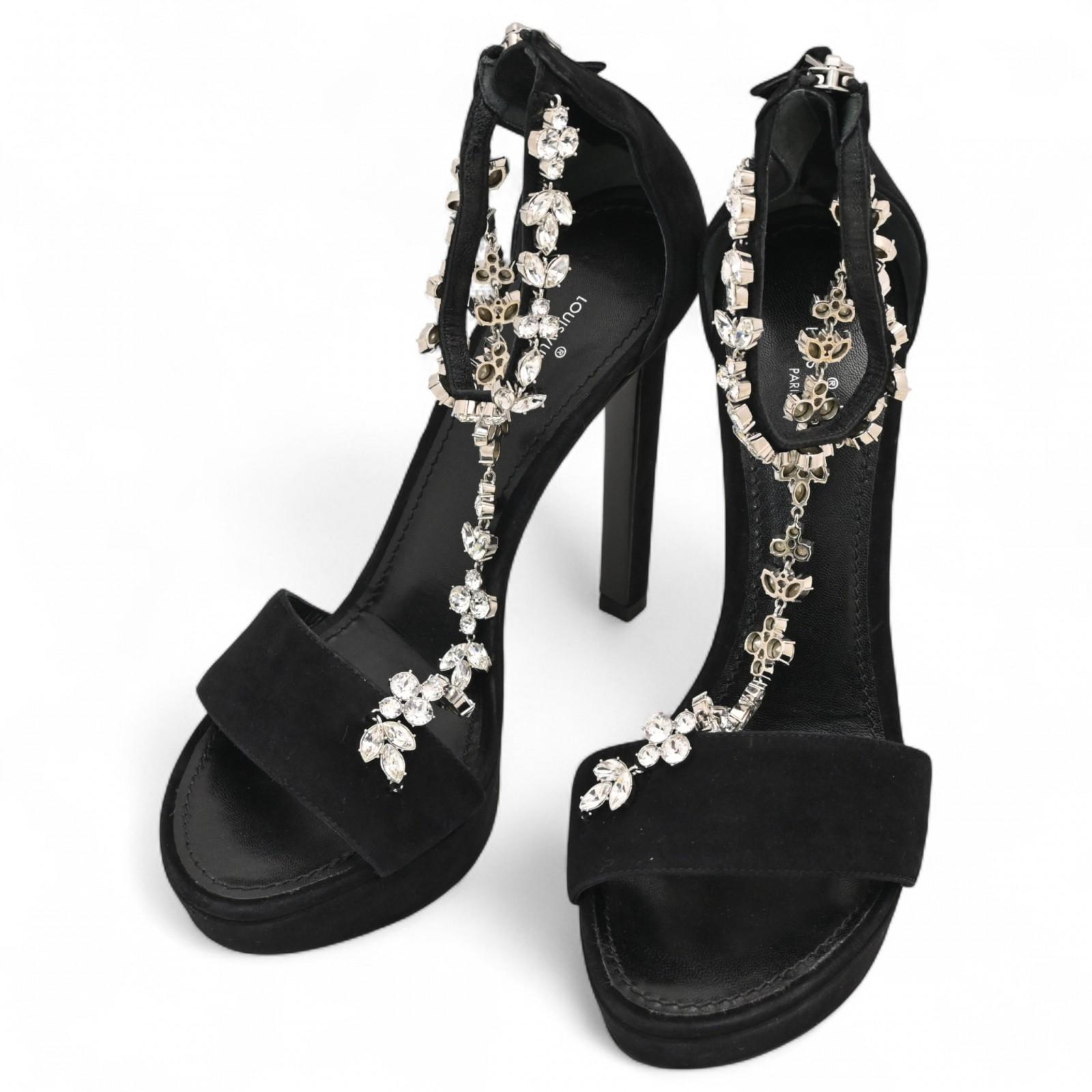 

Auth LOUIS VUITTON LV Circle Flower Bijoux Sandals Suede 38 lv9929vd