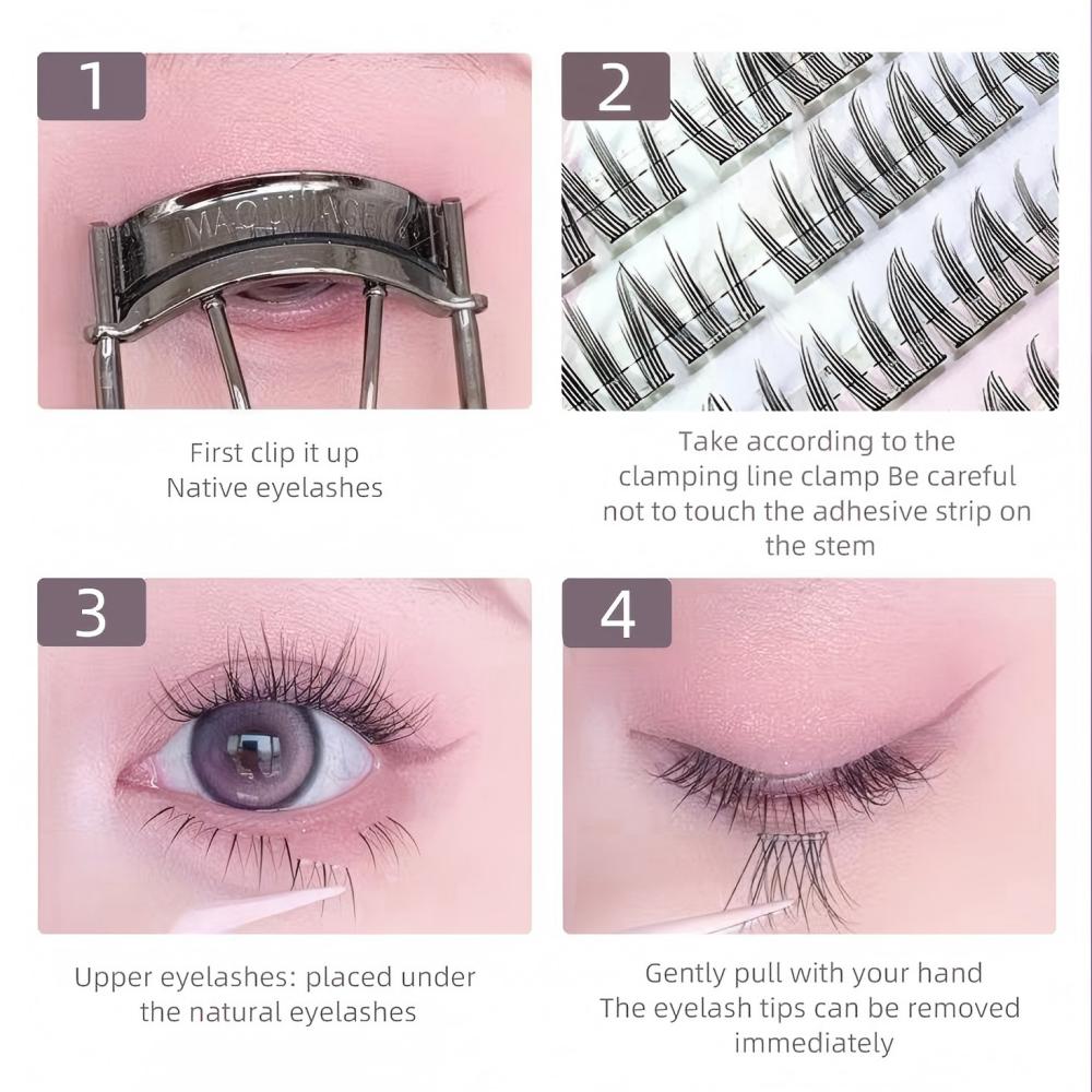 Gegebear 10 Rows Glue-Free False Eyelashes Comic Eye Style Natural Curling Lashes Easy To Wear Perfect for Beginners