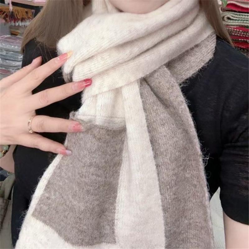 Korean Style New Scarf for Women Wool Blended Soft Winter Warm Casual Knitted Thickened Scarf for Men Versatile