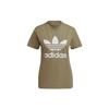 adidas Originals Adicolor Series Trefoil Large Logo Printed Sports Short Sleeve T-Shirt Women T-Shirts Army-Green HD9809