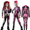 Girls Rose Skeleton Kids Scary Costume Halloween Cosplay Jumpsuit Carnival Party Kids Rompers Children Clothes