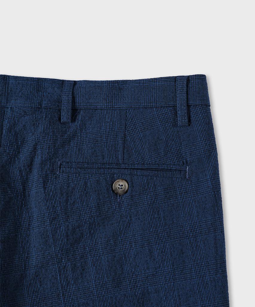 PANICALE Glen Check Slim Fit Cotton Pants [Navy]