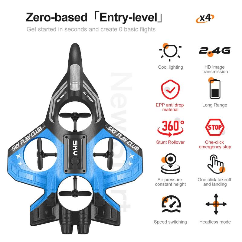 2025 New YP3 Foam Aircraft Remote Control Four Axle Fighter Wrestle Resistant Aerial Stunt Children Model Airplane Gift
