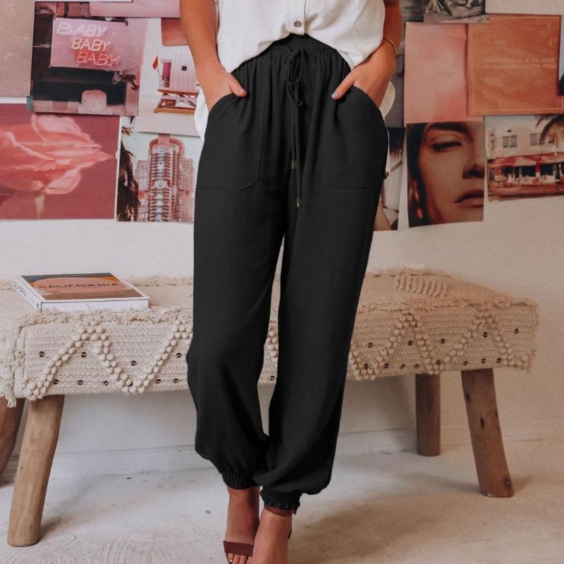 Pantalones largos sueltos moda mujer pantalones casuales otoño