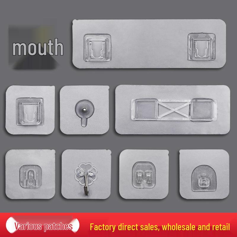 Multi-layer Adhesive Wall-Mount Storage Rack with Transparent Hooks for Bathroom