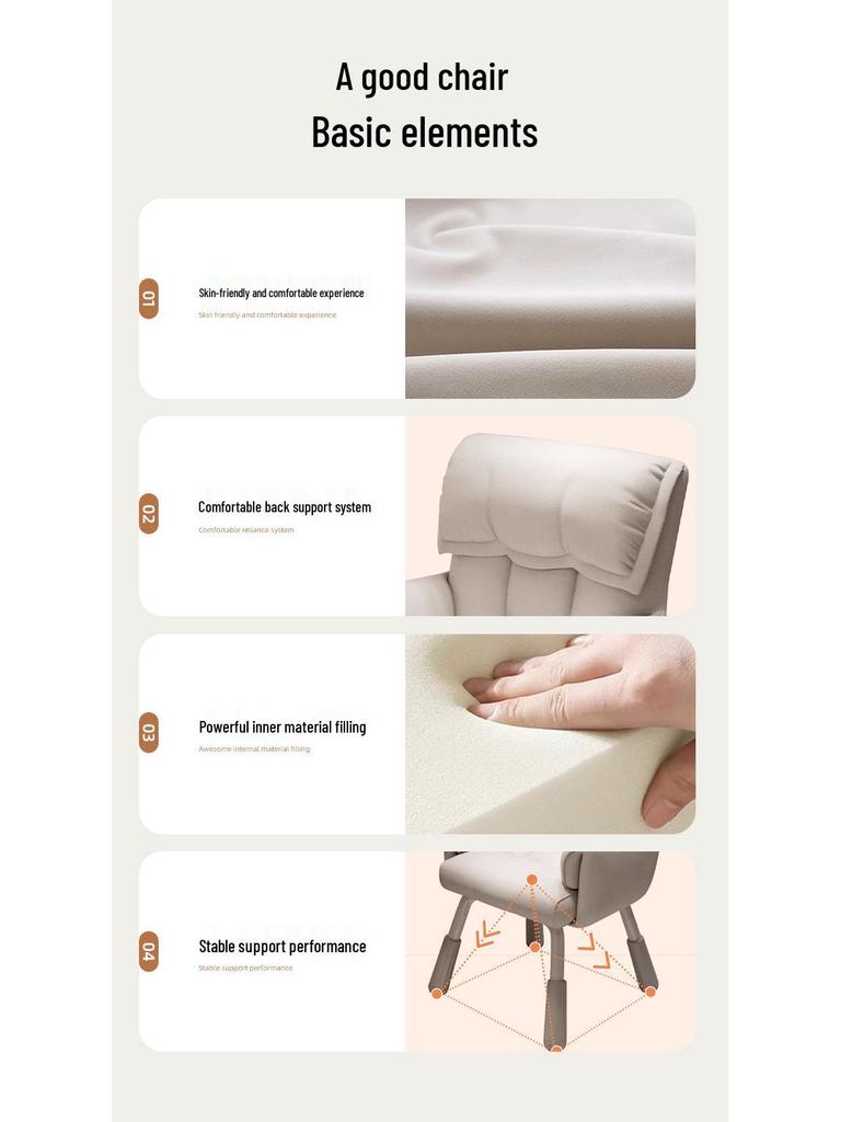 Cream Style Comfortable Computer & Makeup Chair for Girls' Bedroom