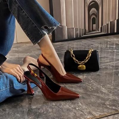 Fashion Luxury Designer Summer Women Sandals Fashion Pointed Toe Singbacks Shoes Ladies Elegant High Heel Stripper Sandalias