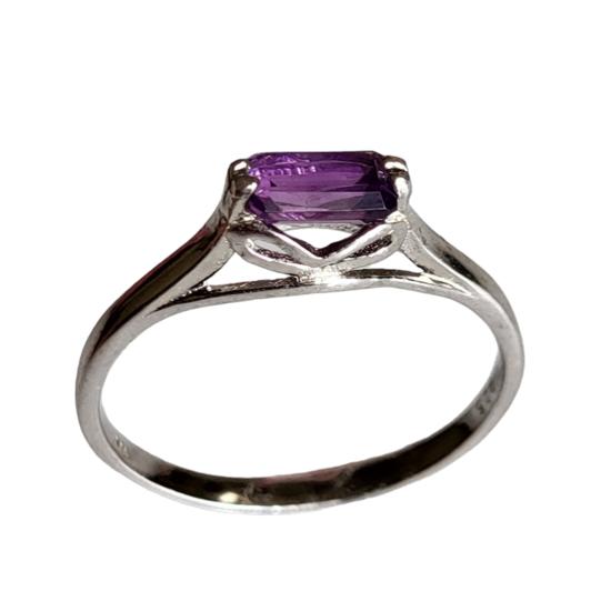 Natural  Purple Amethyst Gemstone 925 Sterling Silver Ring 7.5 US, Gift Ring