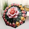 Automatic Folding Umbrella with Large Central Rose & Smaller Roses - Portable Collapsible Design, 8-Rib Iron Frame, Durable 21