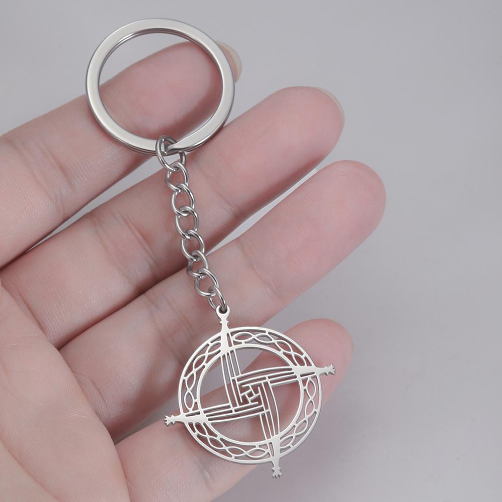 Dawapara Saint Brigid Cross Pendant Keychain Irish Celtics Knot Imbolc Protection Amulet Religious Stainless Steel Jewelry