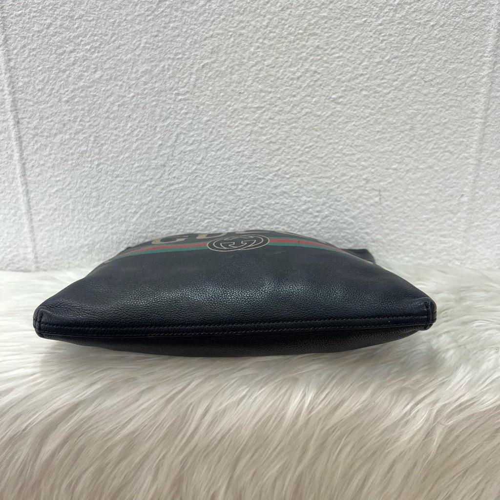 [Pre-Owned] Print Vintage Logo Leather Clutch Bag Medium - Very Good #1T1E7I7