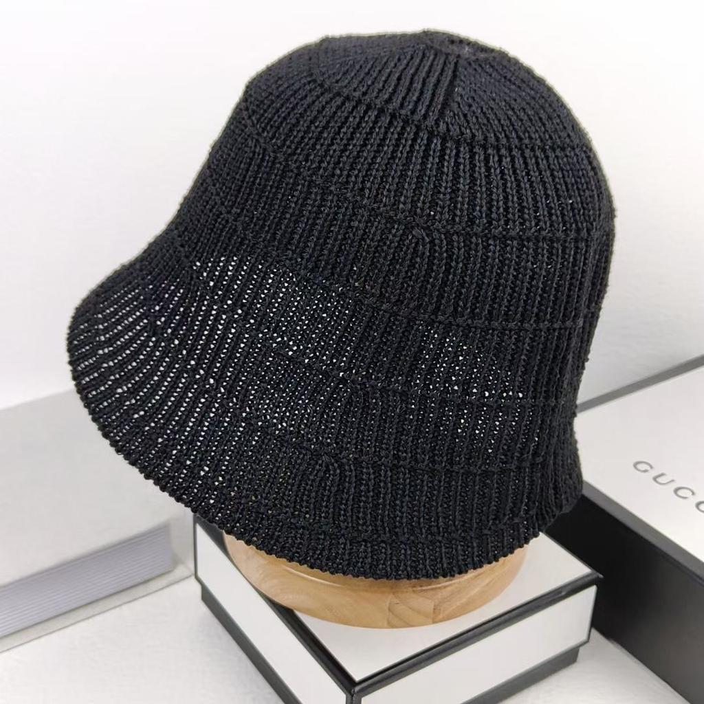 Solid Color Breathable Knitted Bucket Hat Women's Literary Leisure Basin Hat Fashion Bucket Hat
