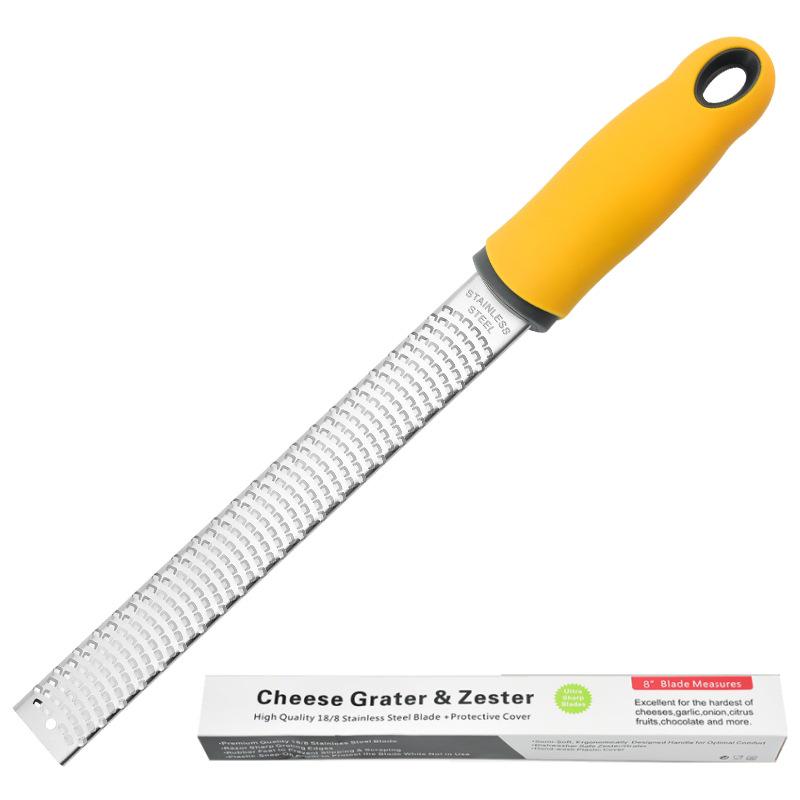 Versatile 304 Stainless Steel Grater with Rubber Handle - Cheese, Potato, Lemon Zester