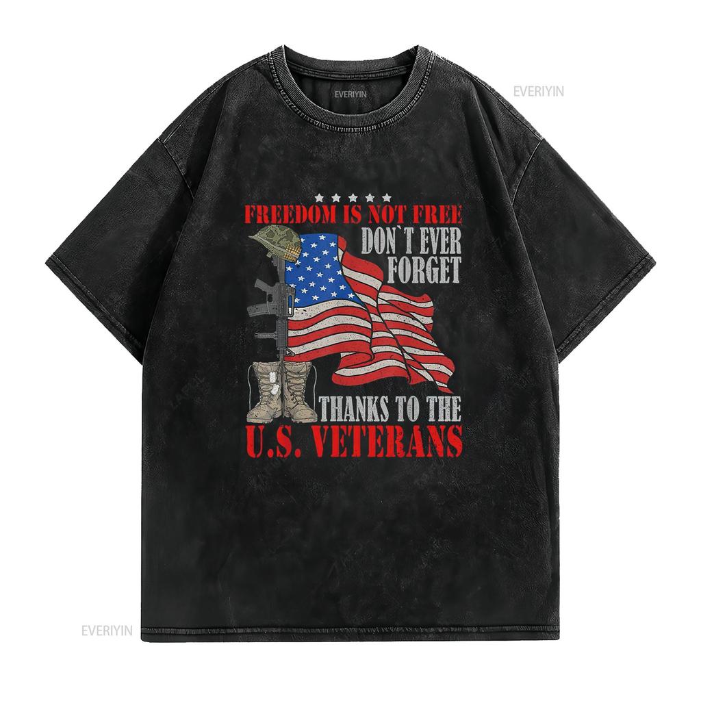 Freedom is not free Veterans day Women s Trendy T Shirt with Unique Prints Perfect for Any Occasion vintage Washed streetwear