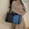 Contrasting-color Boston Pillow Denim Bag with Large Capacity and Single-shoulder Crossbody Design