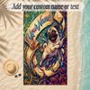 Pug Theme Soft Beach Towel Personalized Custom Name Text Towel Portable for Beach Pool Travel
