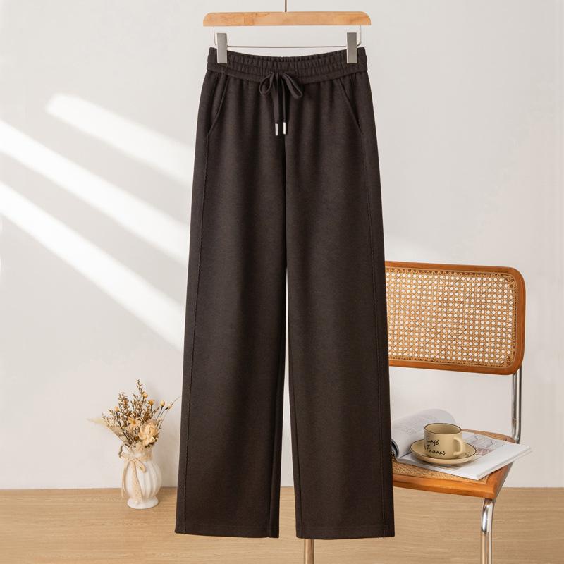 2025 Puyuan Autumn/Winter Merino Wool Blend Slimming Straight Leg Pants with Lace for Women
