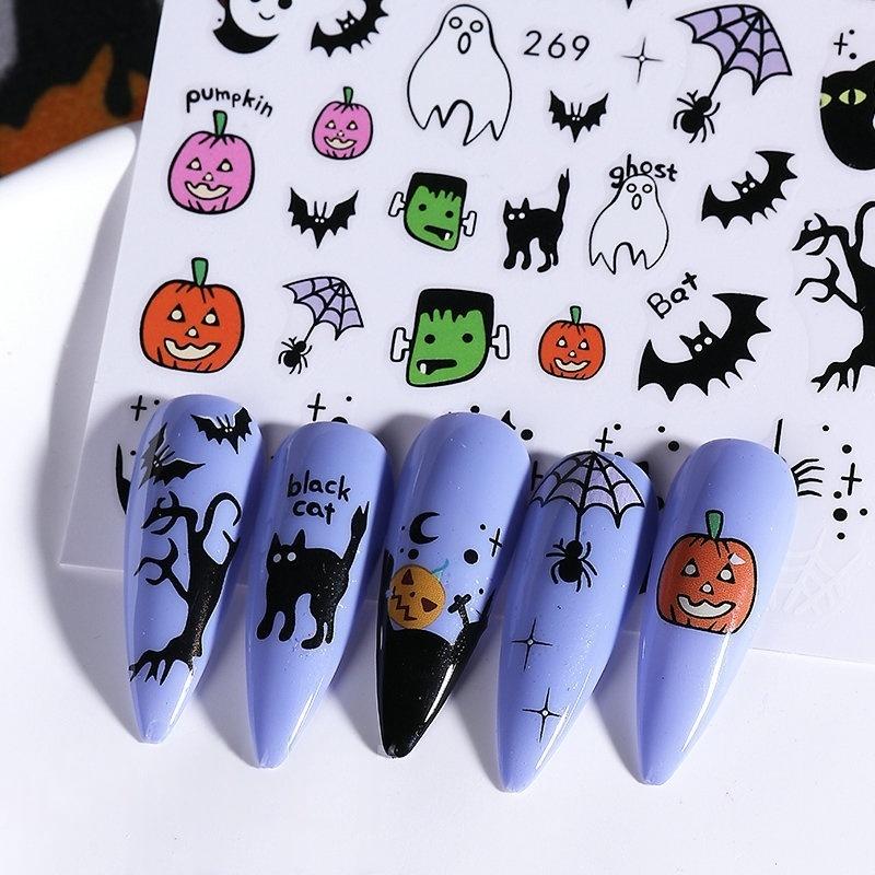 1Pc Halloween Nail Stickerscute Halloween Ghost Pumpkin Skull Black Cat Nail Stickersdiy Party Prom Nail Decoration Stickers