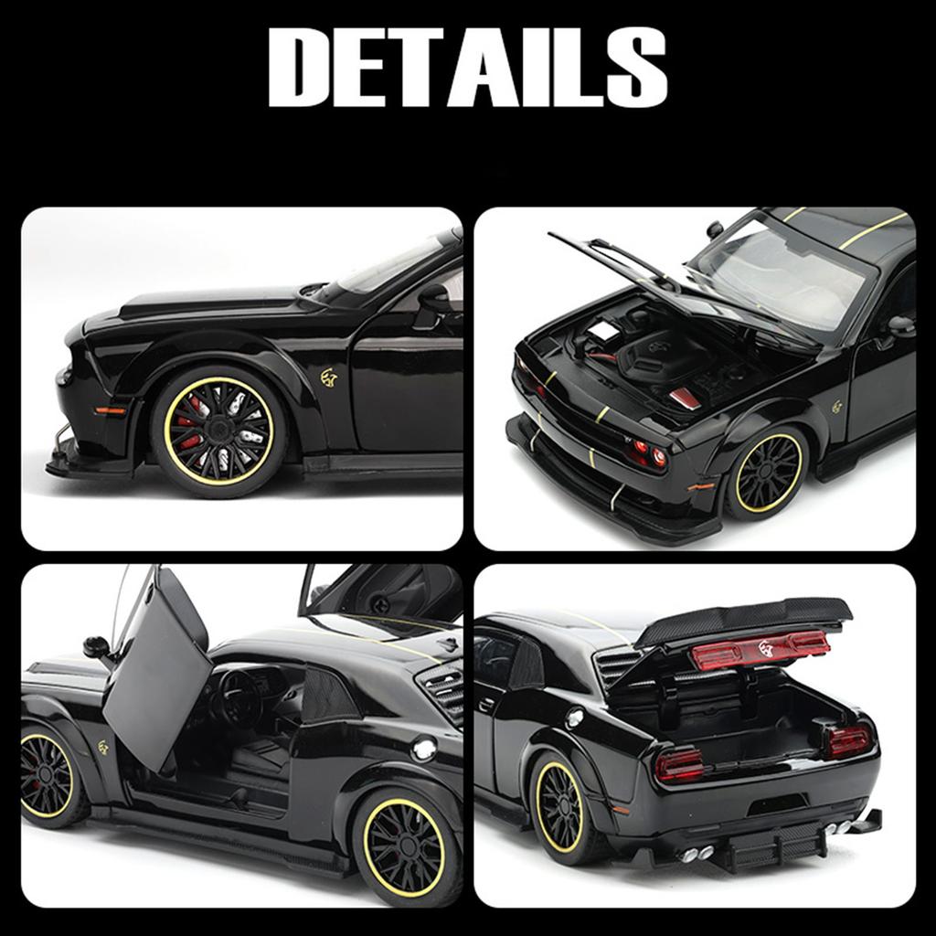 1:32 Dodge Challenger SRT Hellcat Redeye Super Sports Car Alloy Metal Diecast Model Car Sound & Light Hobby Collectible Birthday