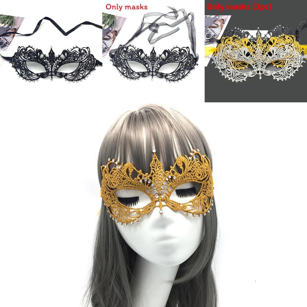 Adult Lace Face Mask With Sparkling Embellishments For Costume Parties Or Halloween