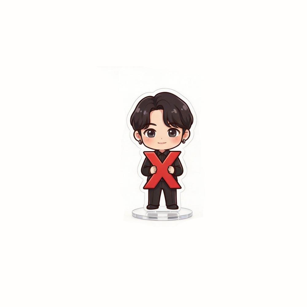 BTS TXEINVF Niedlicher Cartoon Acryl-Aufsteller, Bangtan Boys Cartoon-Figuren-Display mit Buchstaben, Kpop ARMY Fans Schreibtischdekoration