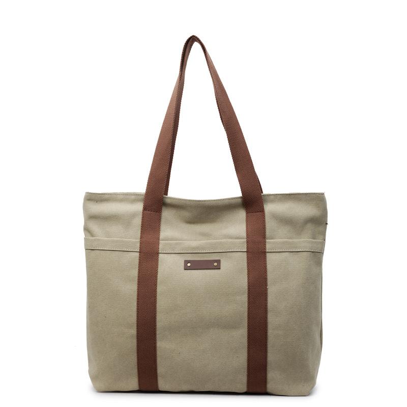 Large Capacity Canvas Travel Bag Commuter Shoulder Bag Shopping Bag Women's Handbag