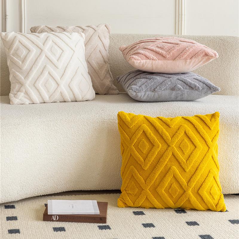 Diamond Geshu Samtkissenbezug Modern Schlicht Heimdekoration Kissenbezug Wohnzimmer Einfarbig Sofakissen Kissen