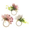 Artificial Flower Napkin Ring Rustic Floral Napkin Holder with Faux Berries Elegant Farmhouse Napkin Rings for Dining Table Decor Weddings