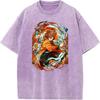 Agatsuma Zenitsu Graphic Washed T-shirt Demon Slayer Anime Clothing Men Women Cotton Tshirts Oversized Retro T Shirt Male Tops
