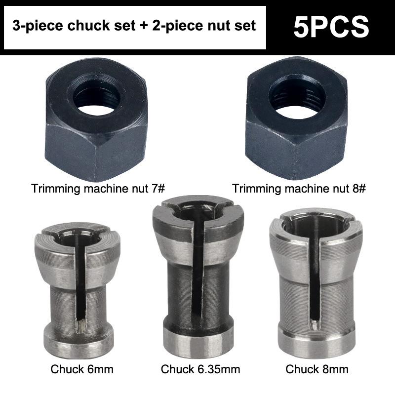 1 sada M17 6/6,35/8 mm kleštinový sklíčidlo adaptér s maticí kovové gravírování ořezávací stroj frézka fréza příslušenství