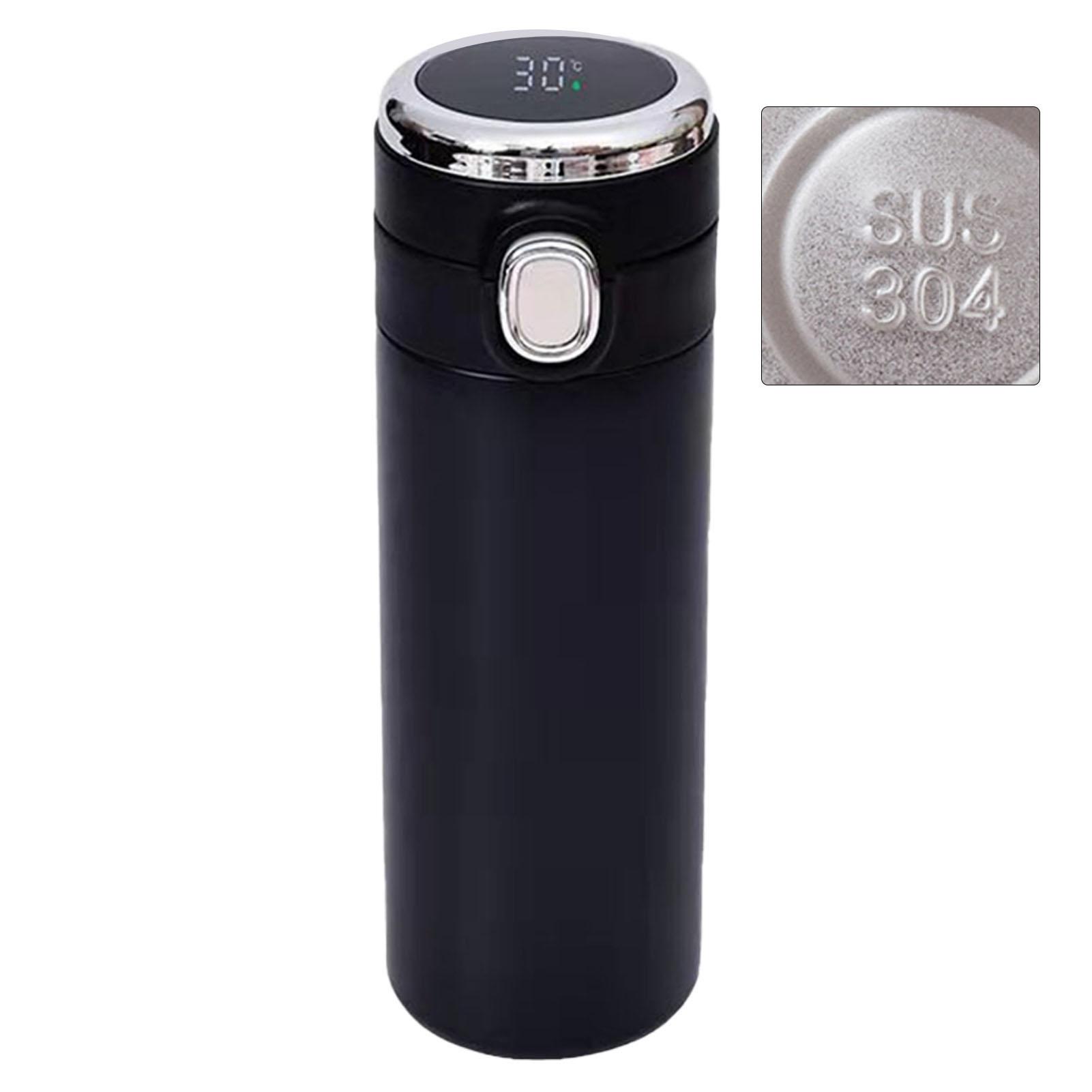 

420ml Smart Insulation Cup Double Layer Stainless Steel Thermal Bottle with Temperature Display L чёрный