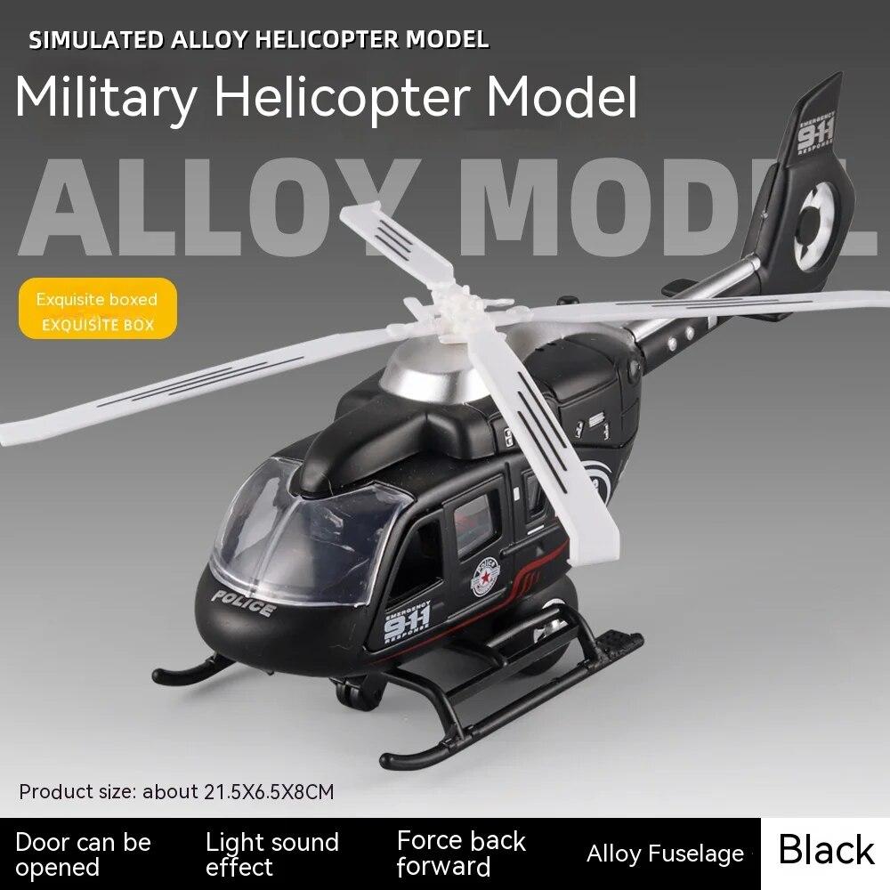 1/64 Scale Military Helicopter Alloy Toy Model with Retroactive Motion, Sound & Light Effects - Ideal for Kids' Play & Collectio