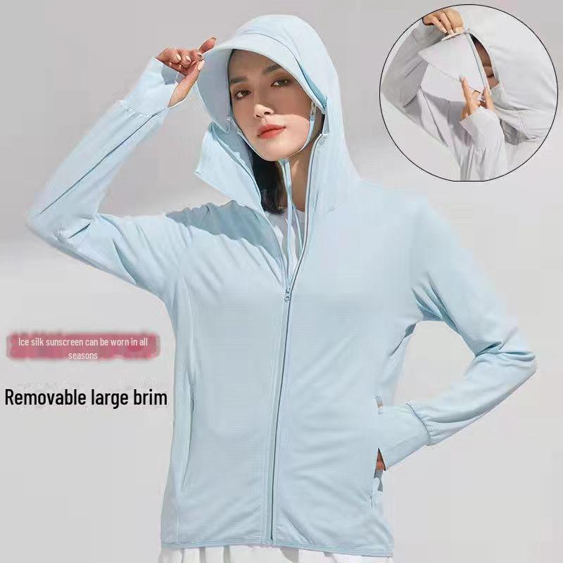 "Unisex UV Protection Detachable Brim Ice Silk Jacket"