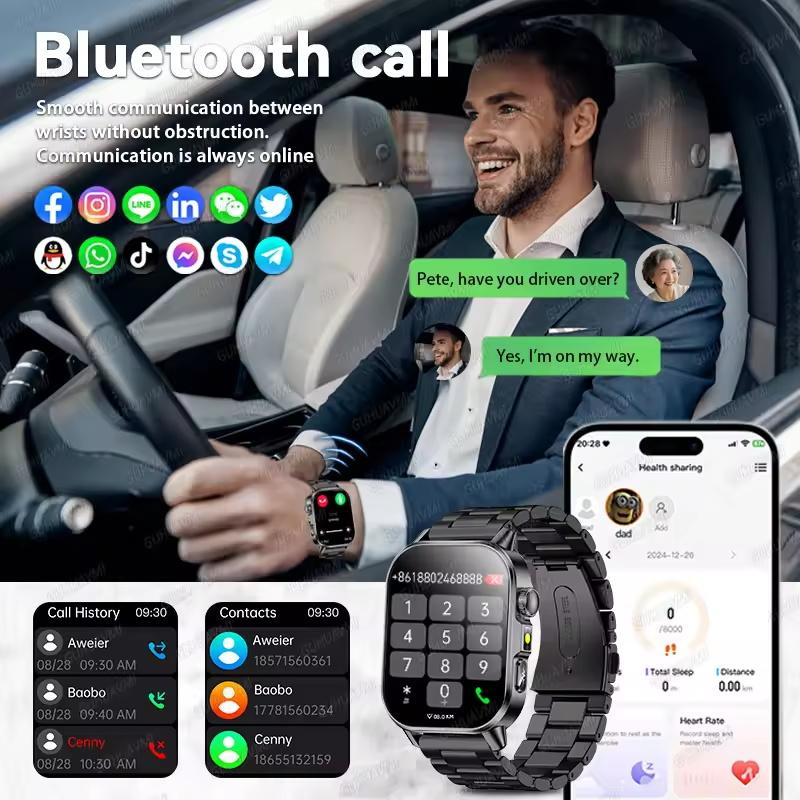 2026New AI Healthy Diagnose Analysis Smart Watch ECG+PPG Blood pressure lipids Uric Acid BT Call Smart Watch Tracker Men Women's