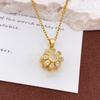 Necklace Rotatable Sun Flower Necklace Accessories Copper Plated Real Gold Color Retention Trendy Fashion Versatile Clavicle Chain