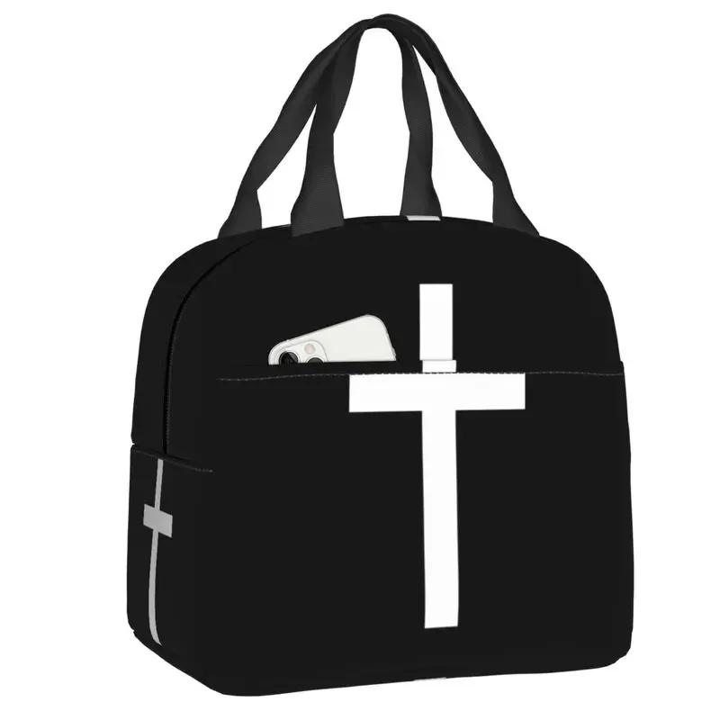 Catholic Jesus Cross Insulated Lunch Box for Women Warm Cooler Thermal  Bag Kids School Children Picnic Food Container Tote