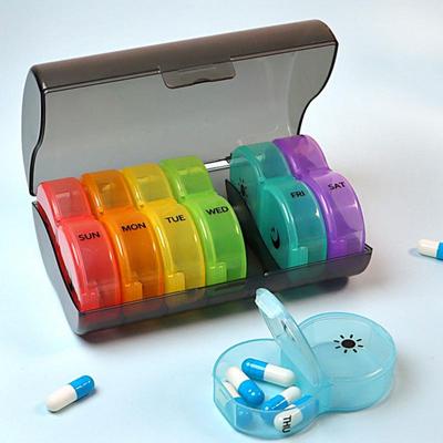 Portable 7-Day Pill Organizer and Travel Supplement Storage Box