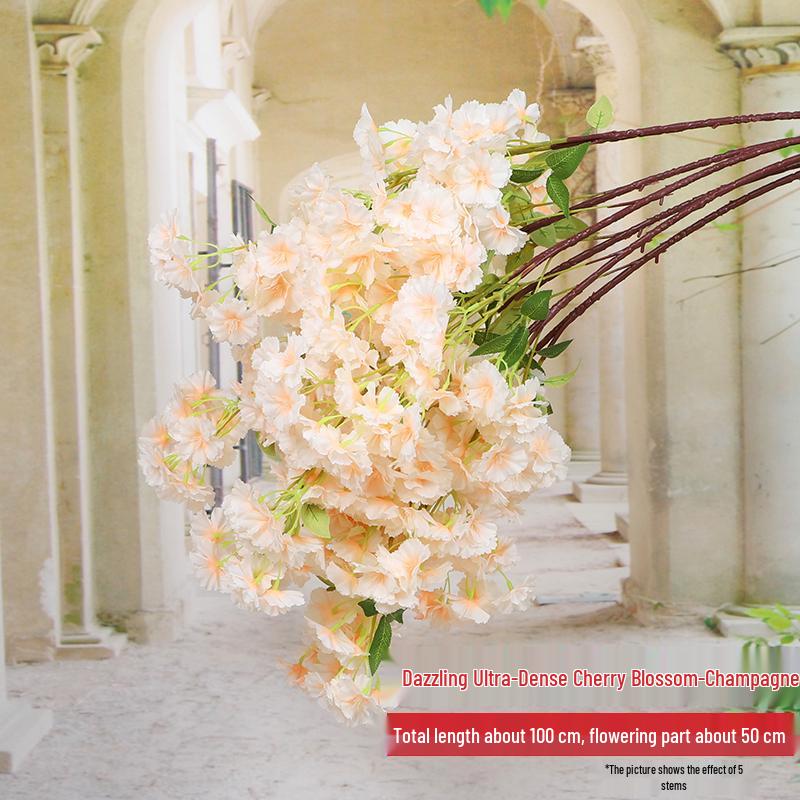 Artificial Cherry and Peach Blossom Branches for Indoor/Outdoor Decoration, Wedding Decor, Pear Flowers, Faux Silk Ceiling Rattan